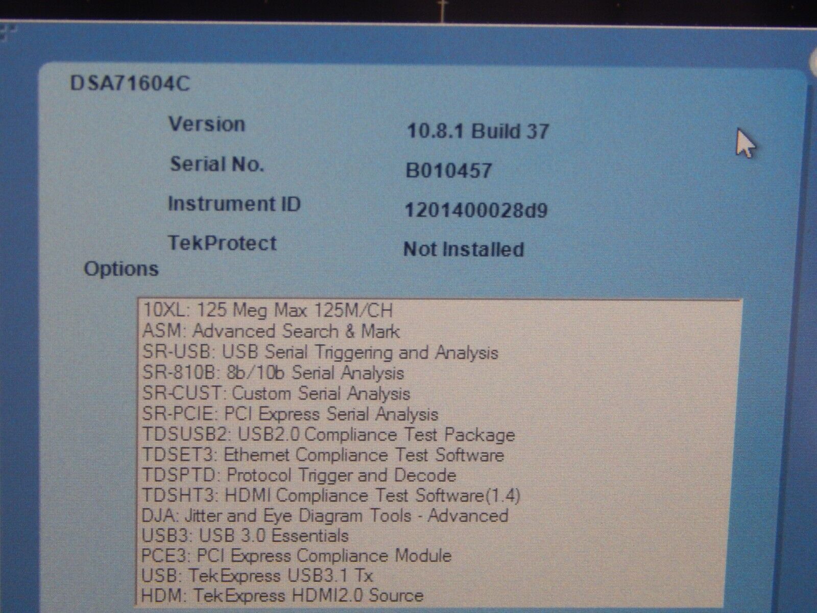 Tektronix DSA71604C 16Ghz 100GS/s Oscilloscope w/opt's NIST cal'ed w/data Tektronix DSA71604C 16Ghz 100GS/s Oscilloscope w/opt's NIST cal'ed w/data